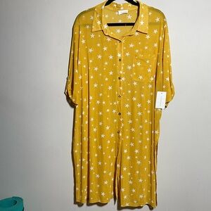 Ivy Rose Mesh Sheer Star Celestial Button Down Dress Cardigan with High Slits 2X